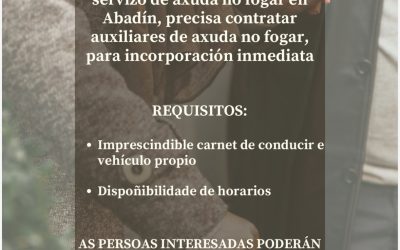 Oferta de emprego: auxiliares de axuda no fogar en Abadín